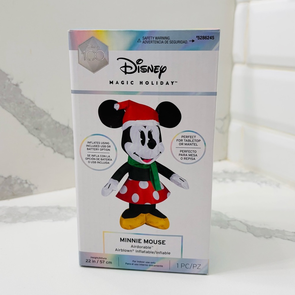 Disney 100 Magic Holiday Minnie Mouse Airdorable 22-inch Inflatable Indoor Use
